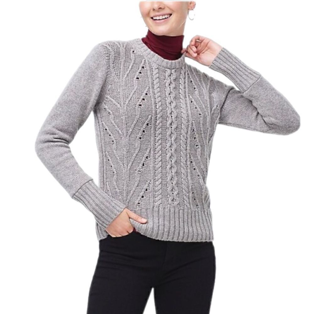 J. Crew Cable Knit Lambswool Blend Sweater